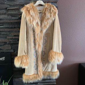 Women’s leather fur coat